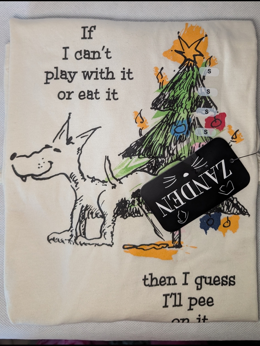 Cream Graphic Short Sleeve Tee - Play With It Dog Design